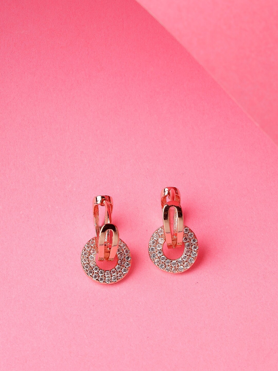 

Scintillare By Sukkhi Rose Gold Plated Contemporary Hoop Earrings