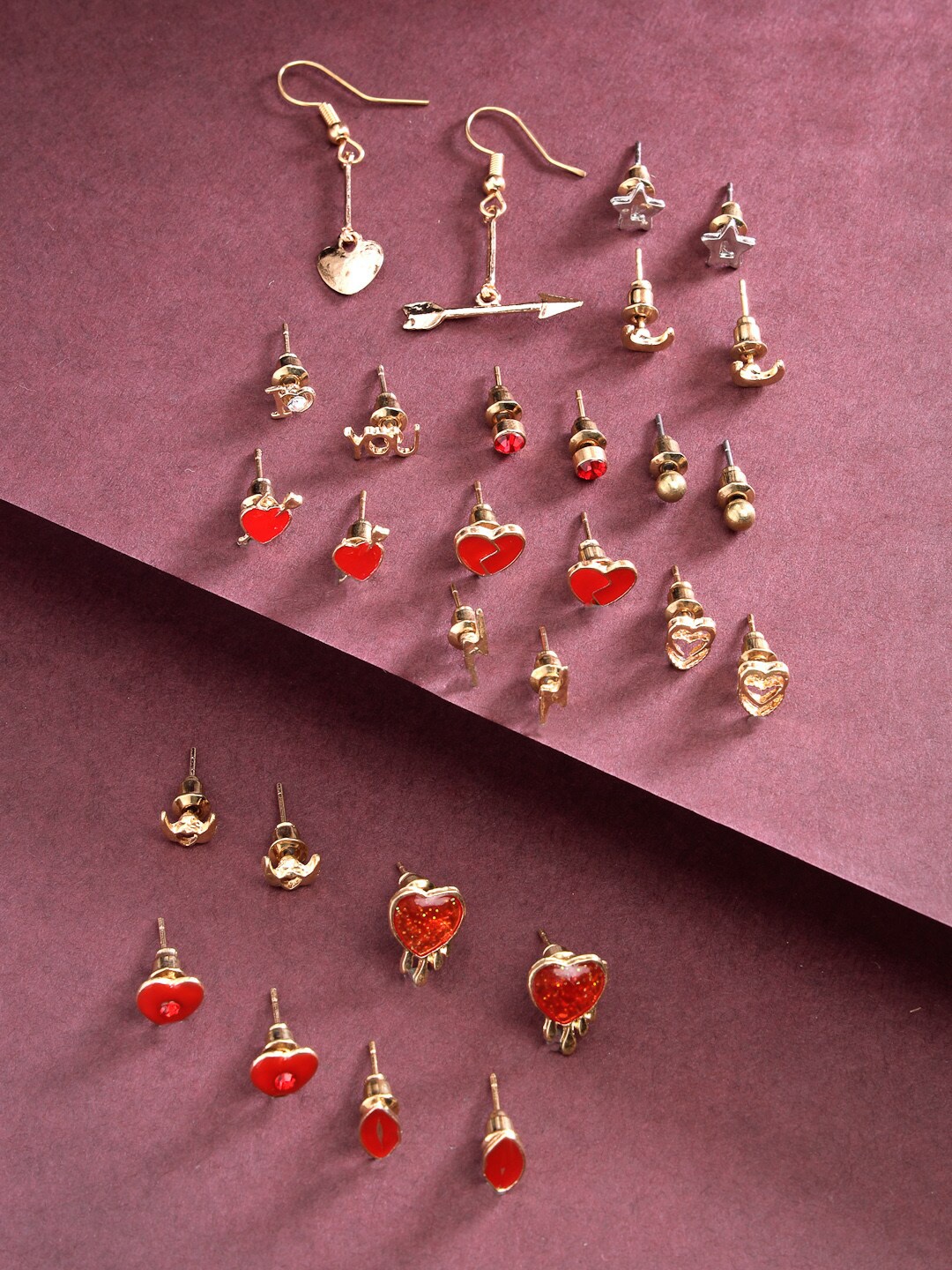 

Scintillare By Sukkhi Set Of 14 Gold-Plated Crystals Studded Studs Earrings