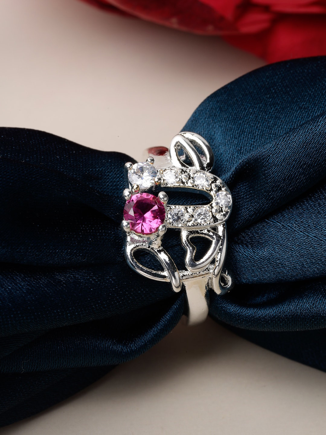 

Scintillare By Sukkhi Rhodium-Plated AD-Studded Finger Ring, Silver