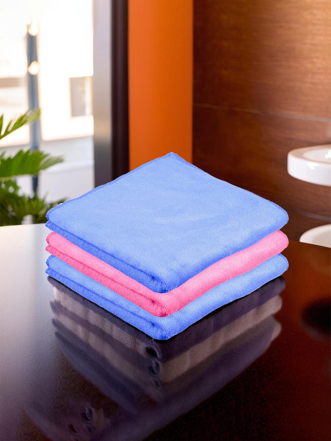 

Kuber Industries Pink & Blue 3 Pieces Microfiber Kitchen Towels