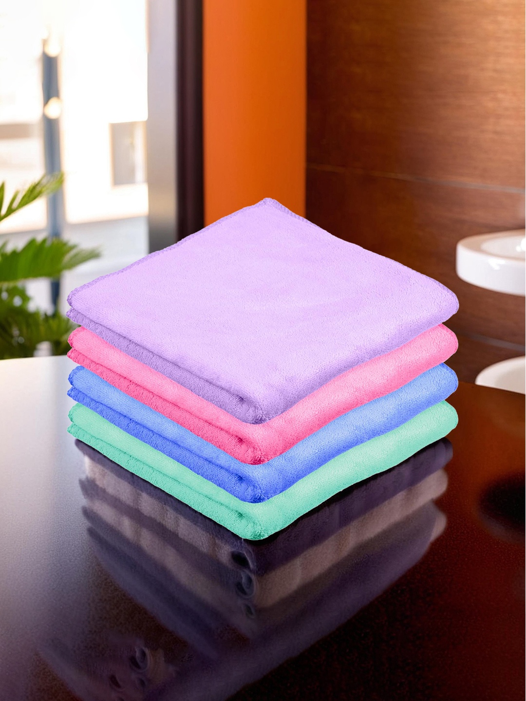 

Kuber Industries Blue & Pink 4 Pieces Microfiber Kitchen Towels, Purple