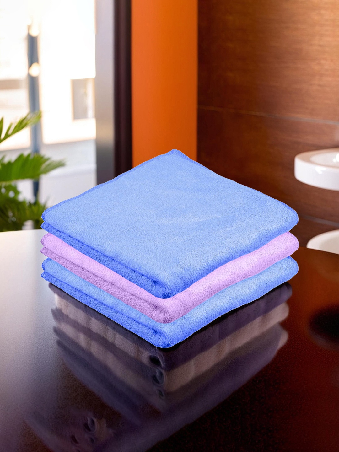 

Kuber Industries Blue & Purple 3 Pieces Super-Absorbent Microfiber Kitchen Towels