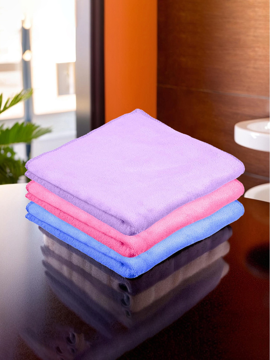

Kuber Industries 3-Pcs Purple & Pink 400 GSM Kitchen Towels