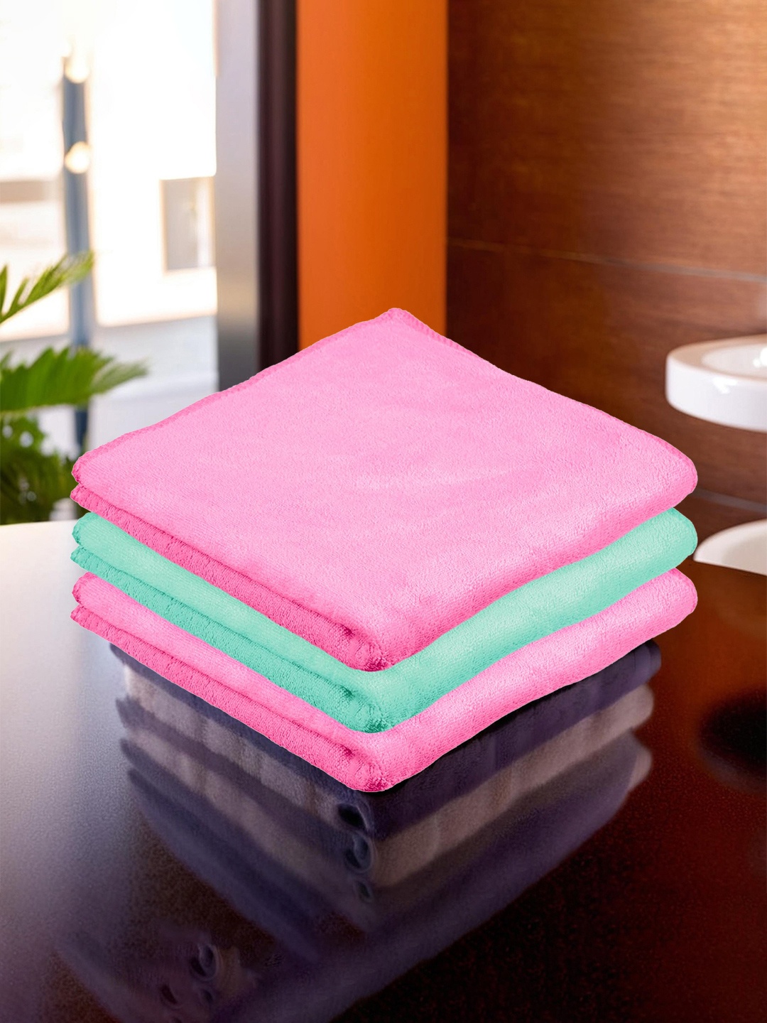 

Kuber Industries 3-Pcs Pink & Purple 400 GSM Kitchen Towels