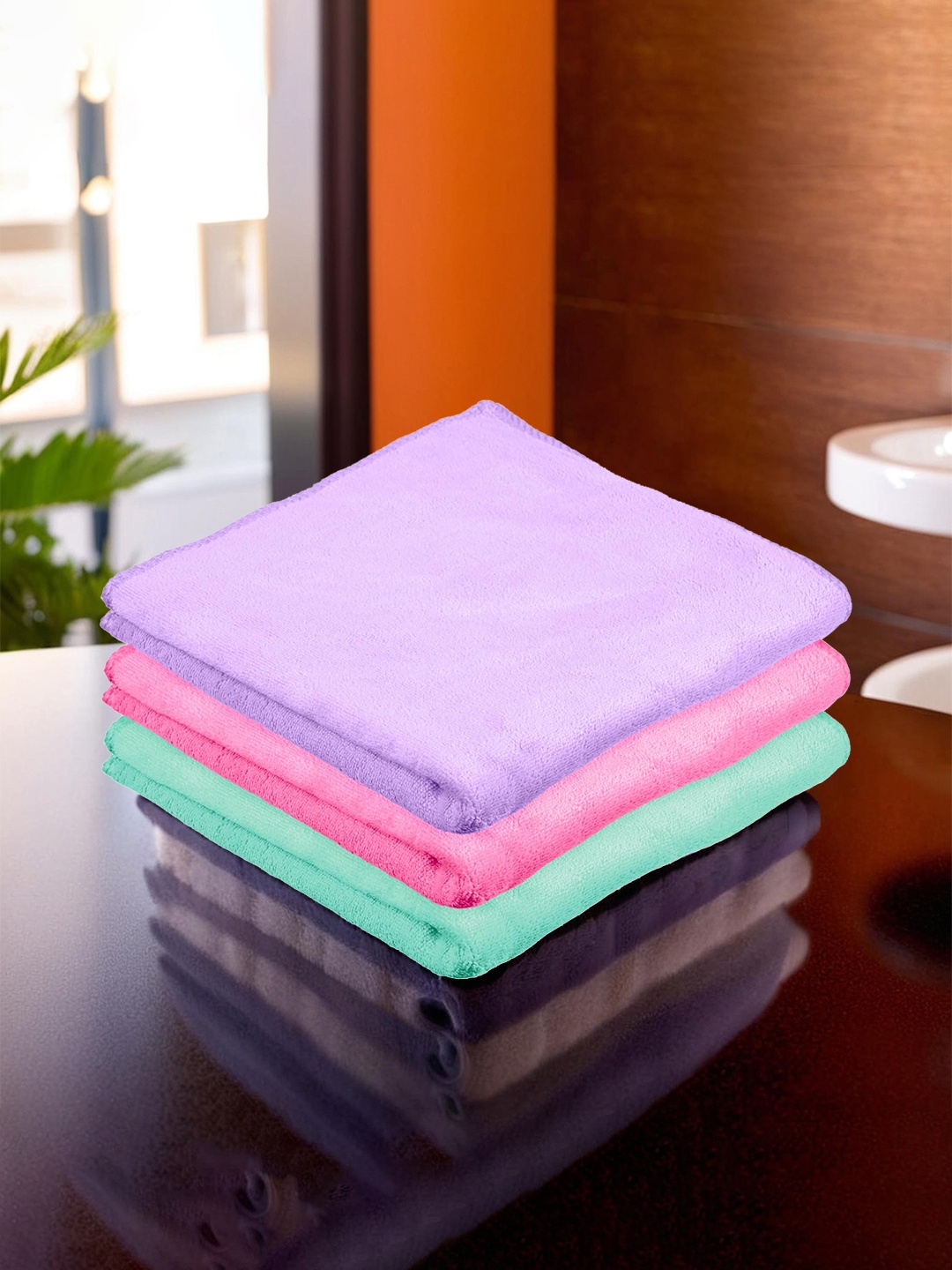 

Kuber Industries 3-Pcs Purple & Pink 400 GSM Kitchen Towels