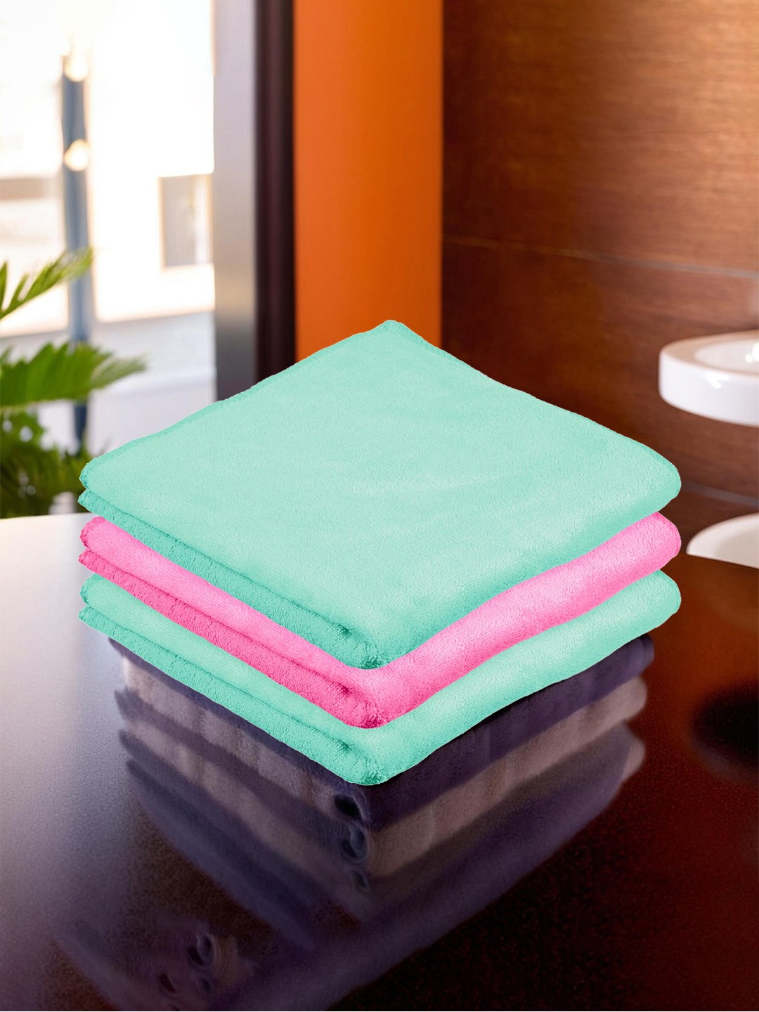 

Kuber Industries 3-Pcs Pink & Green 400 GSM Kitchen Towels
