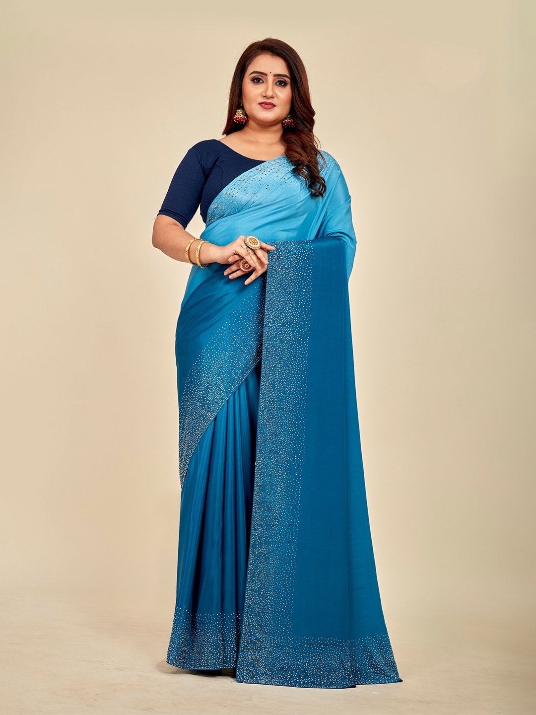 

MAHALASA Embellished Saree, Blue