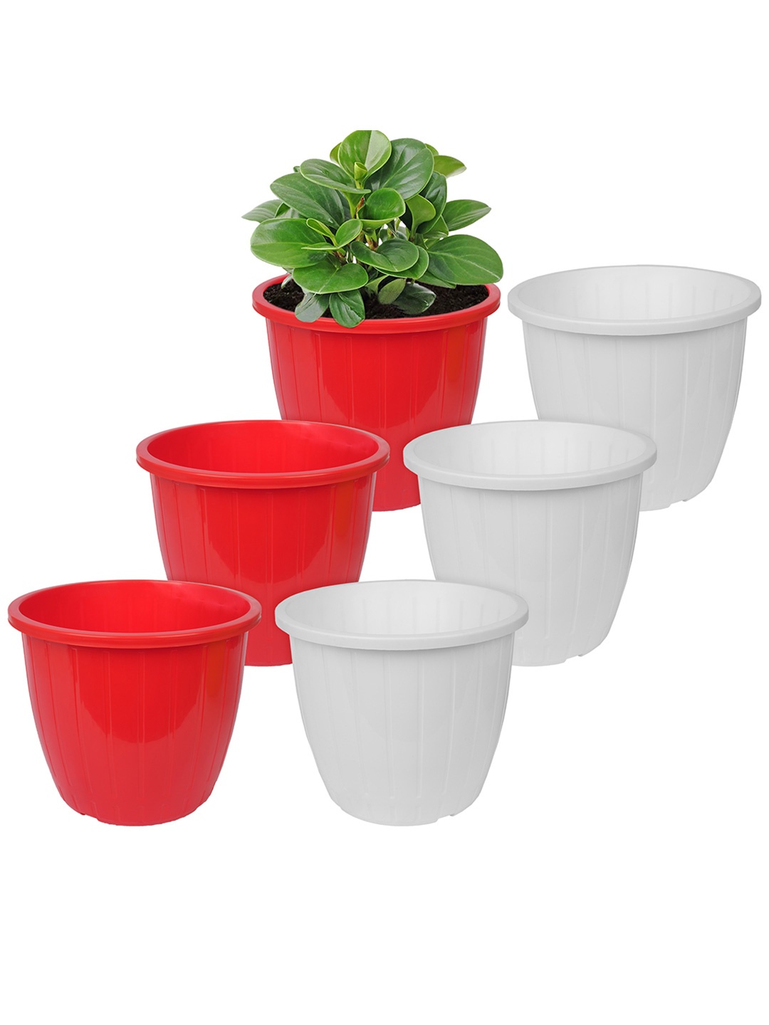 

Kuber Industries Set of 6 Red Textured Planters