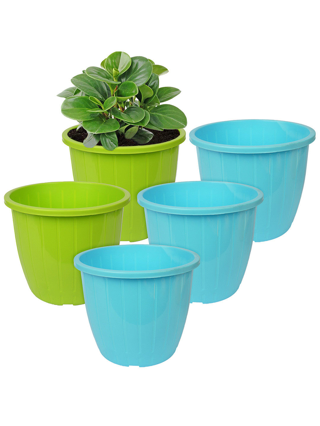 

Kuber Industries Green & Blue 5 Pcs Flower Planters