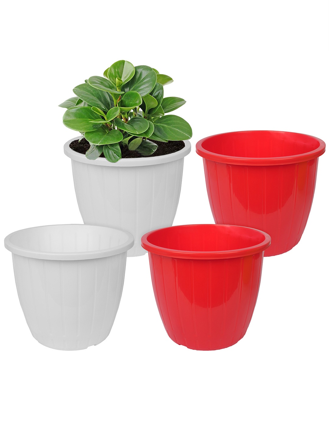 

Kuber Industries White & Red 4 Pcs Flower Planters