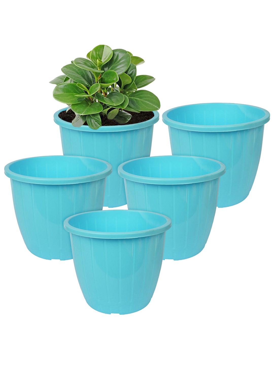 

Kuber Industries Blue 5 Pcs Non-Hanging Artificial Flower Pots