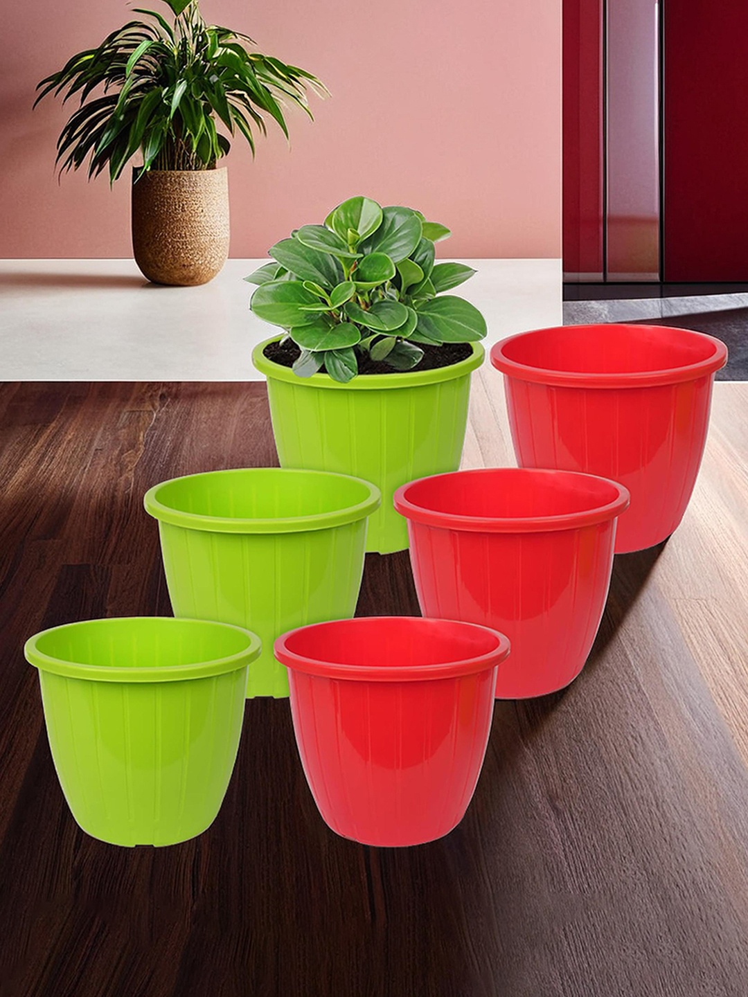 

Kuber Industries Pack of 6 Flower Planter Pots for Garden & Balcony, Multi