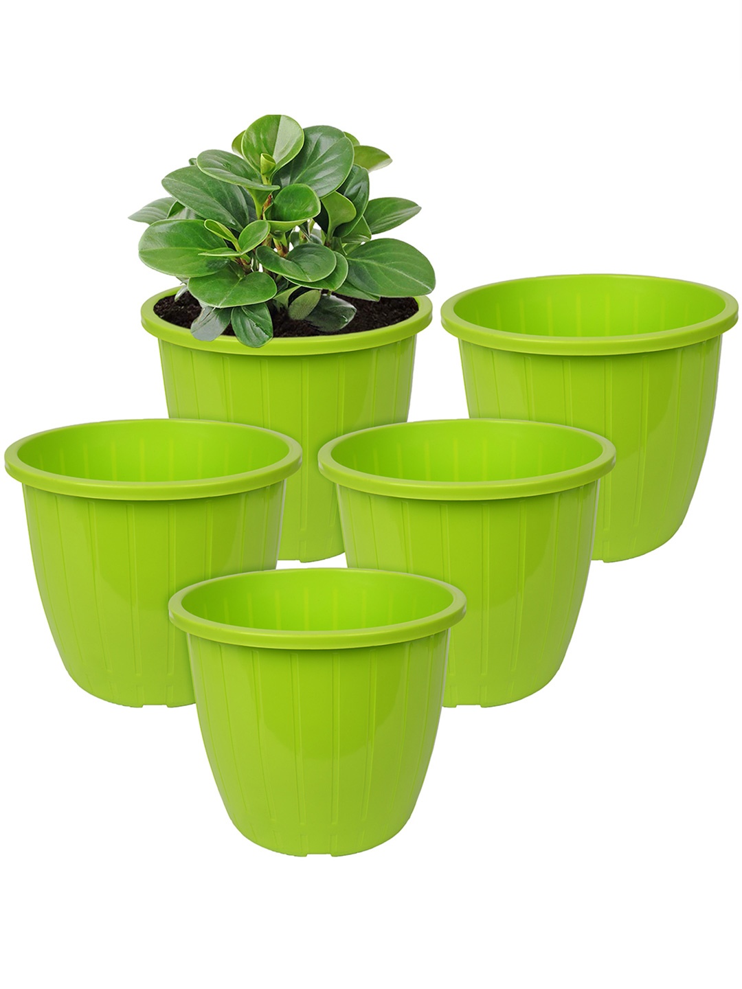 

Kuber Industries Green 5 Pcs Textured Flower Pot