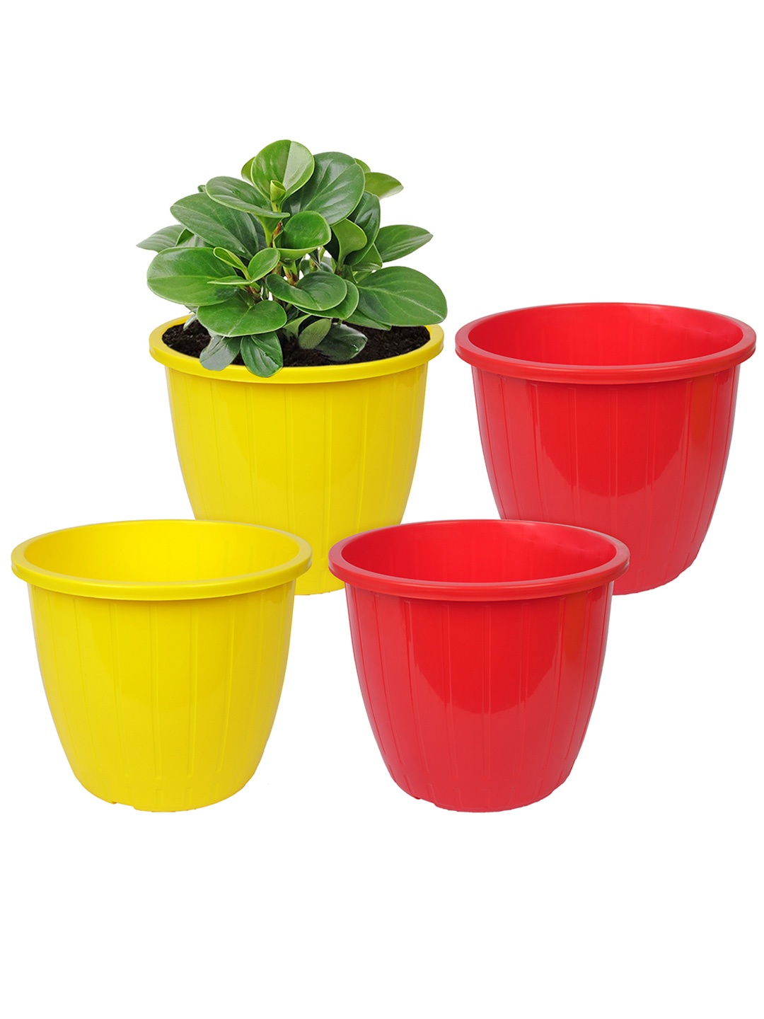 

Kuber Industries Set Of 4 Multicolour Solid Flower Pot, Multi