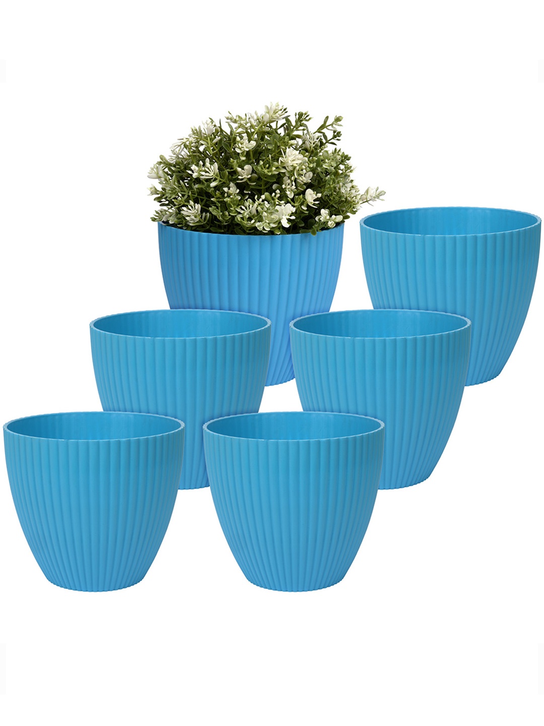 

Kuber Industries Blue 6 Pieces Mega Flower Pot