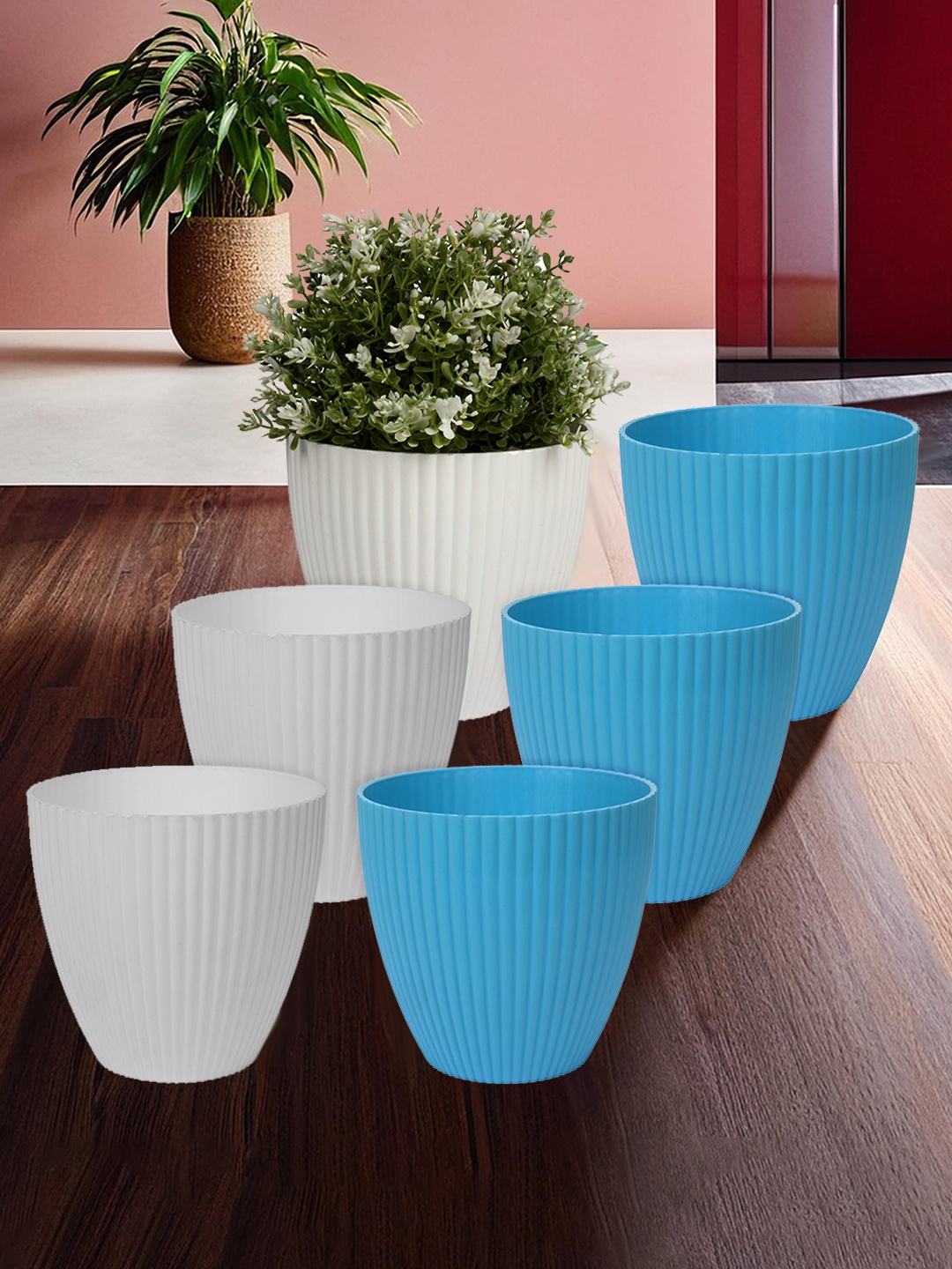 

Kuber Industries Pack of 6 Flower Planter Pots for Garden & Balcony, Multi