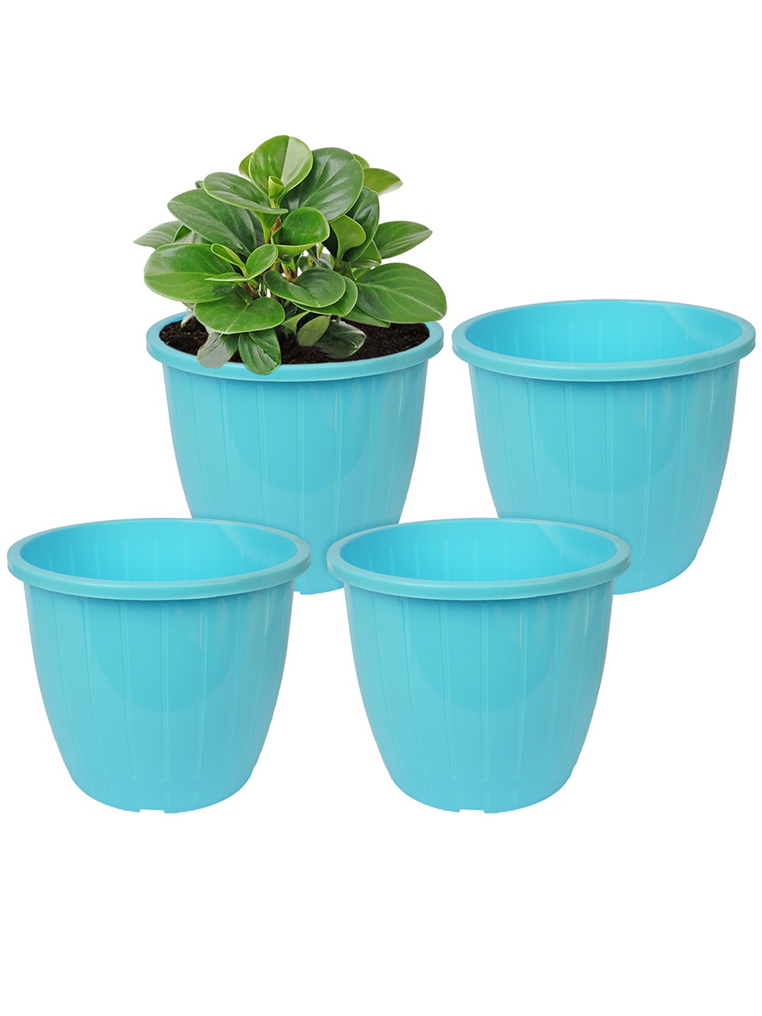 

Kuber Industries Blue 4 Pcs Solid Flower Planters