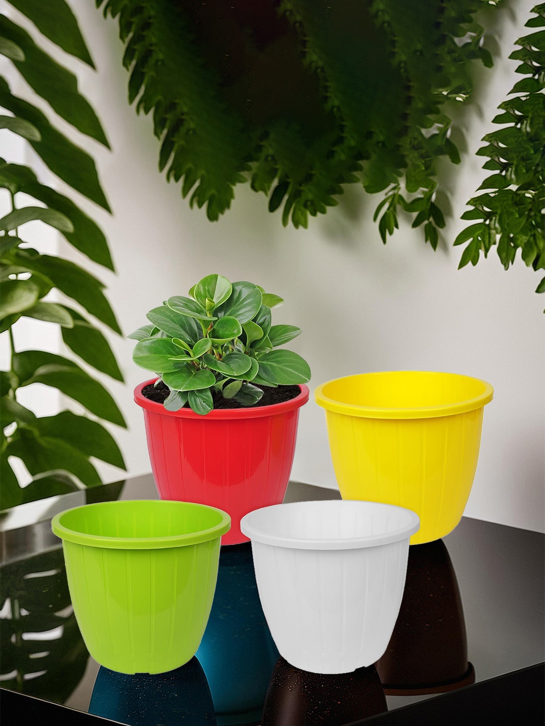 

Kuber Industries Pack of 4 Flower Planter Pots for Garden & Balcony, Multi