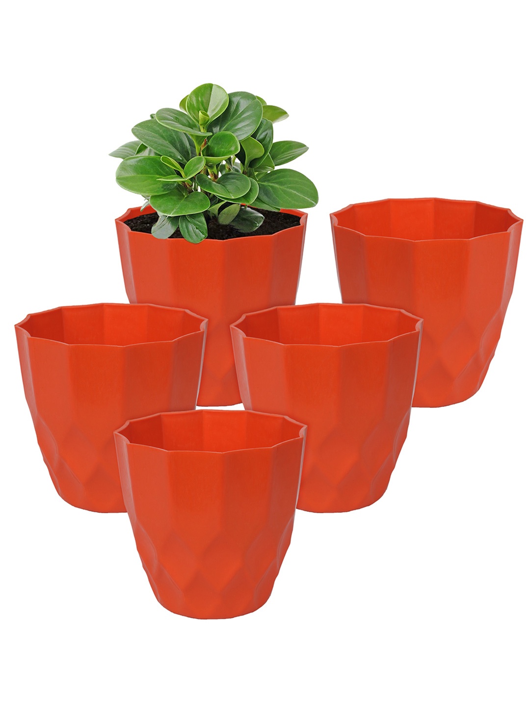 

Kuber Industries Red 5 Pcs Non-Hanging Artificial Flower Pots