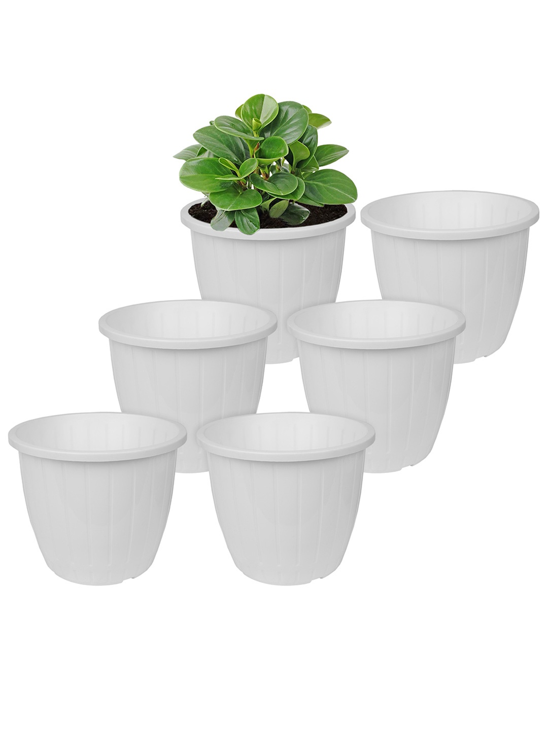 

Kuber Industries Set of 4 White Textured Planter