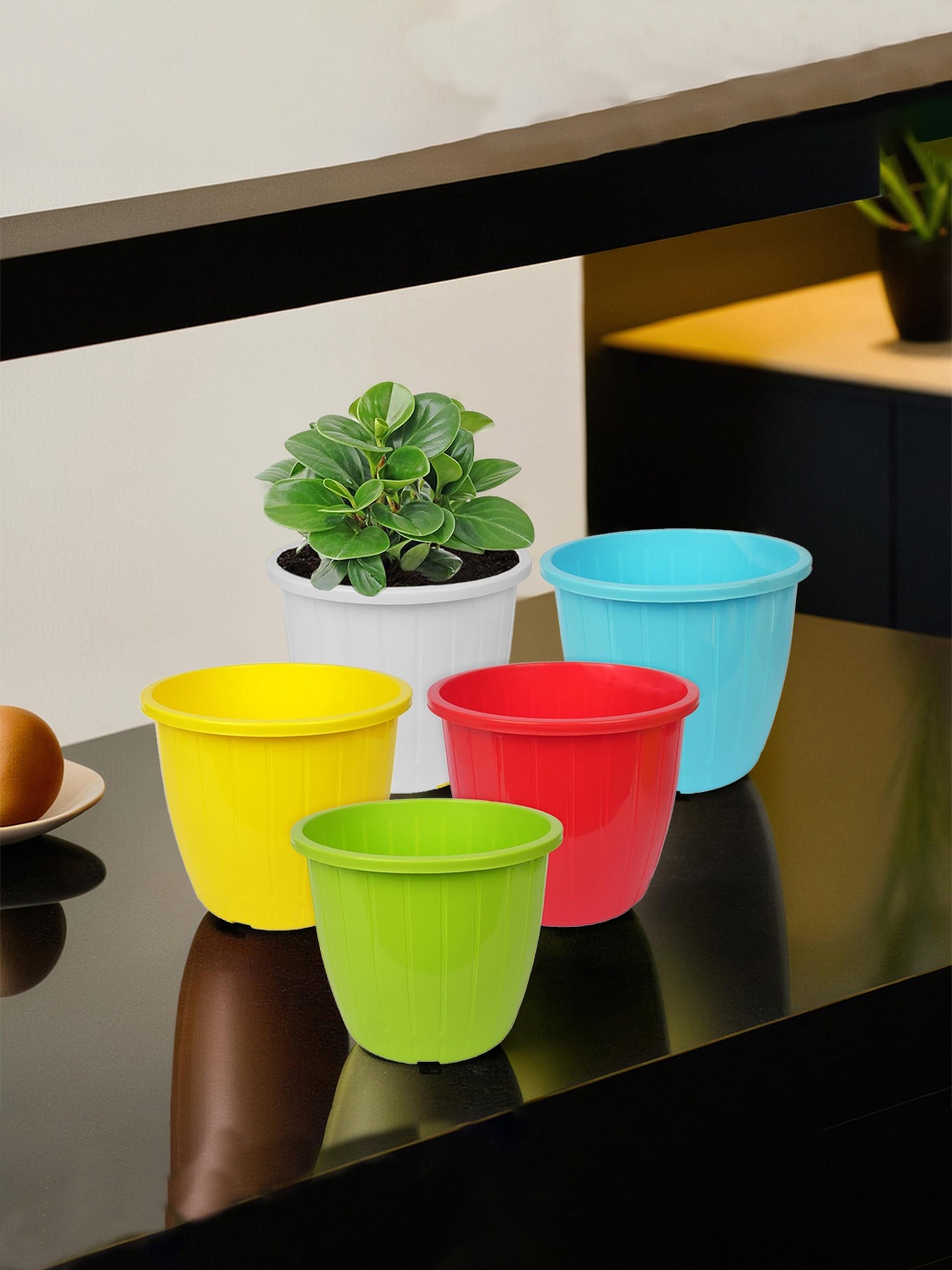 

Kuber Industries Set Of 5 Multicolour Solid Flower Pot, Multi