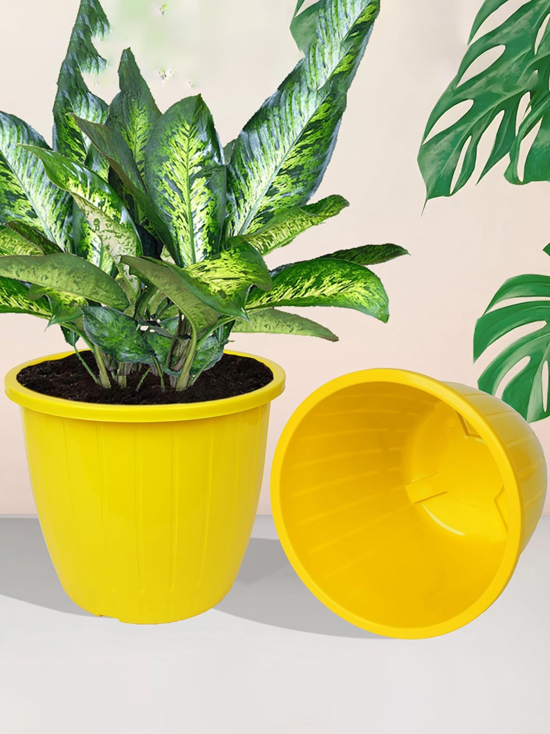 

Kuber Industries Yellow 5 Pcs Non-Hanging Artificial Flower Pots
