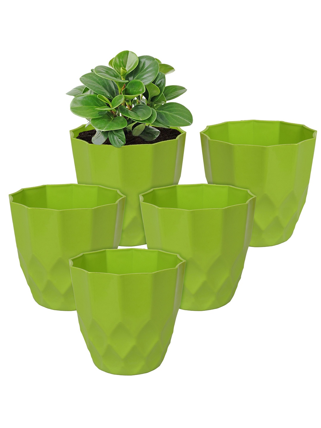 

Kuber Industries Green 5 Pcs Barfi Pattern Flower Pot