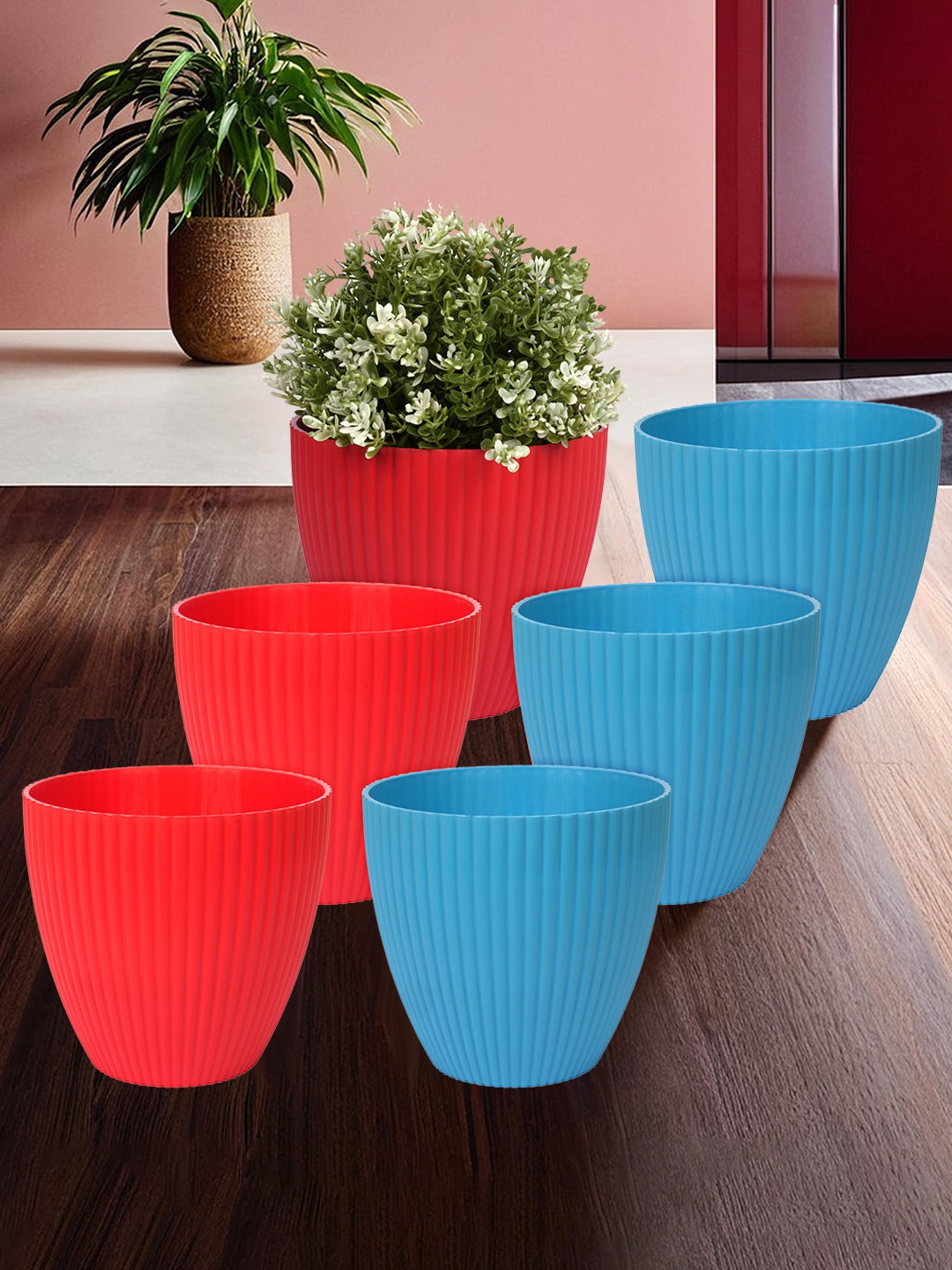 

Kuber Industries Pack of 6 Flower Planter Pots for Garden & Balcony, Multi