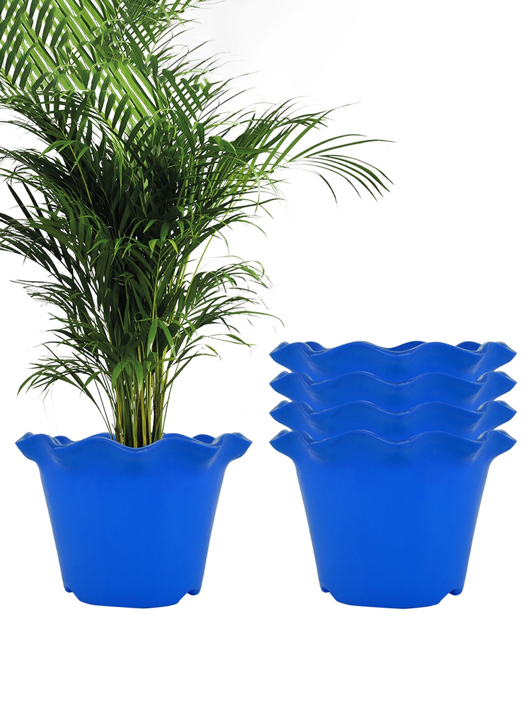 

Kuber Industries Blue 5 Pcs Solid Flower Planters