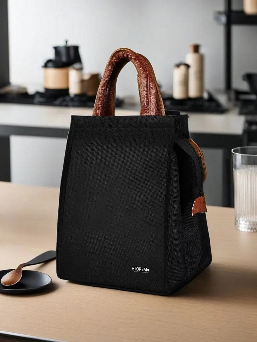 

LOREM Insulated Reusable Waterproof Lunch Bag-TB11, Black