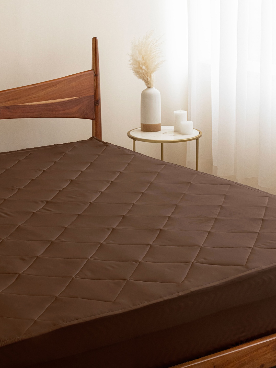 

HOMEMONDE Brown Cotton Waterproof Elastic fitted Quilted Mattress Protector