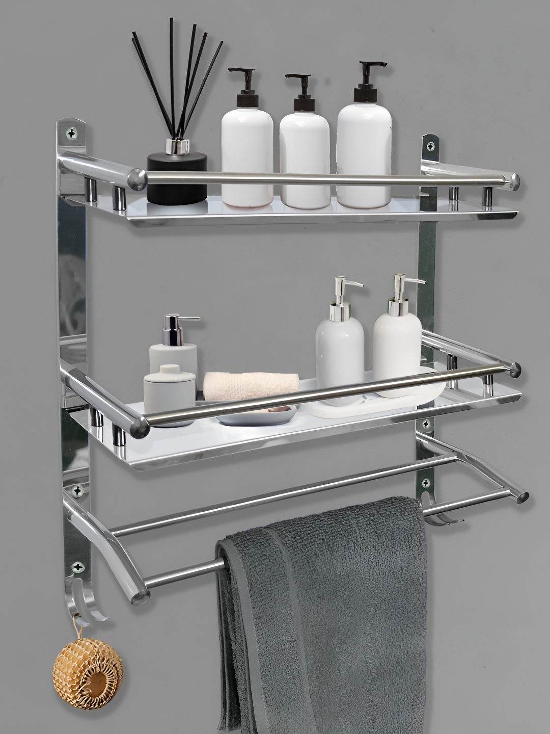 

Well Set Steel Toned Stainless Steel Bathroom Caddy