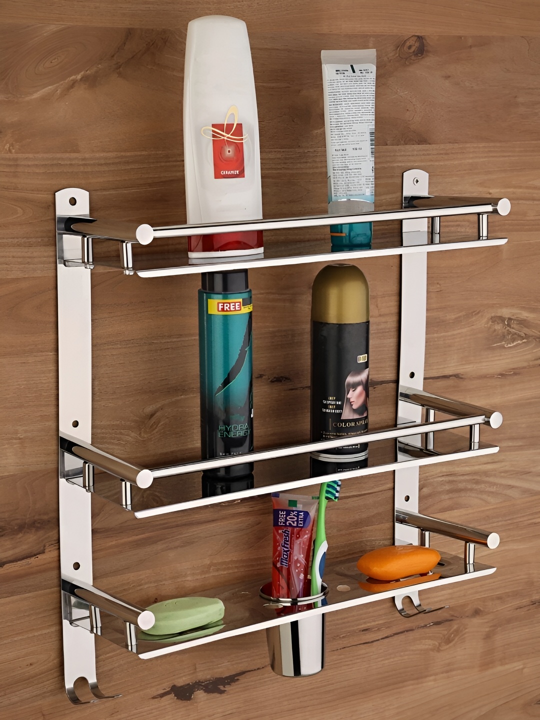 

Well Set Steel Toned Stainless Steel 3 Layer Bathroom Caddy