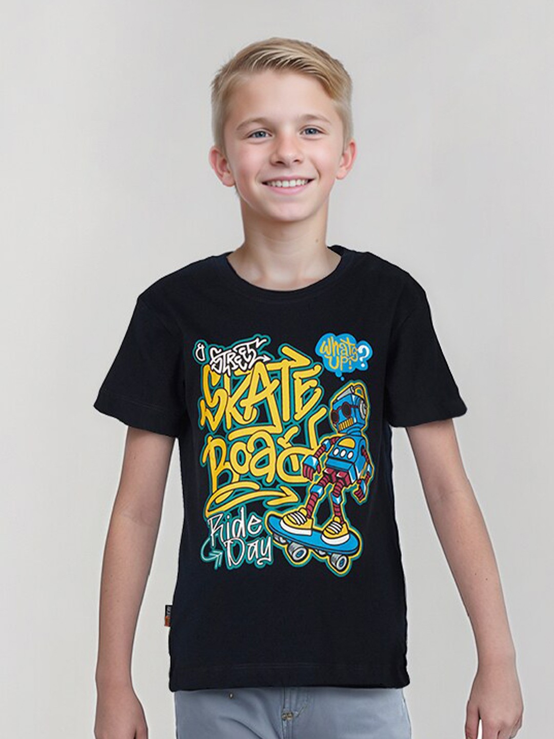 

Gini and Jony Boys Typography Printed Cotton T-shirt, Navy blue