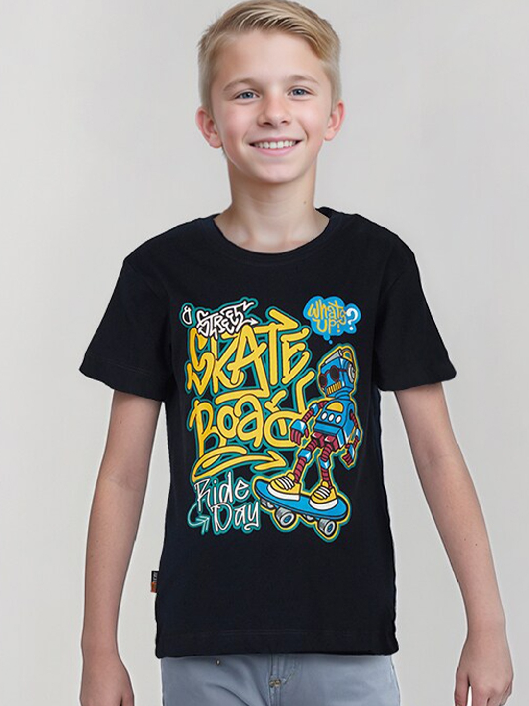 

Gini and Jony Infants Boys Graphic Printed Cotton T-shirt, Blue