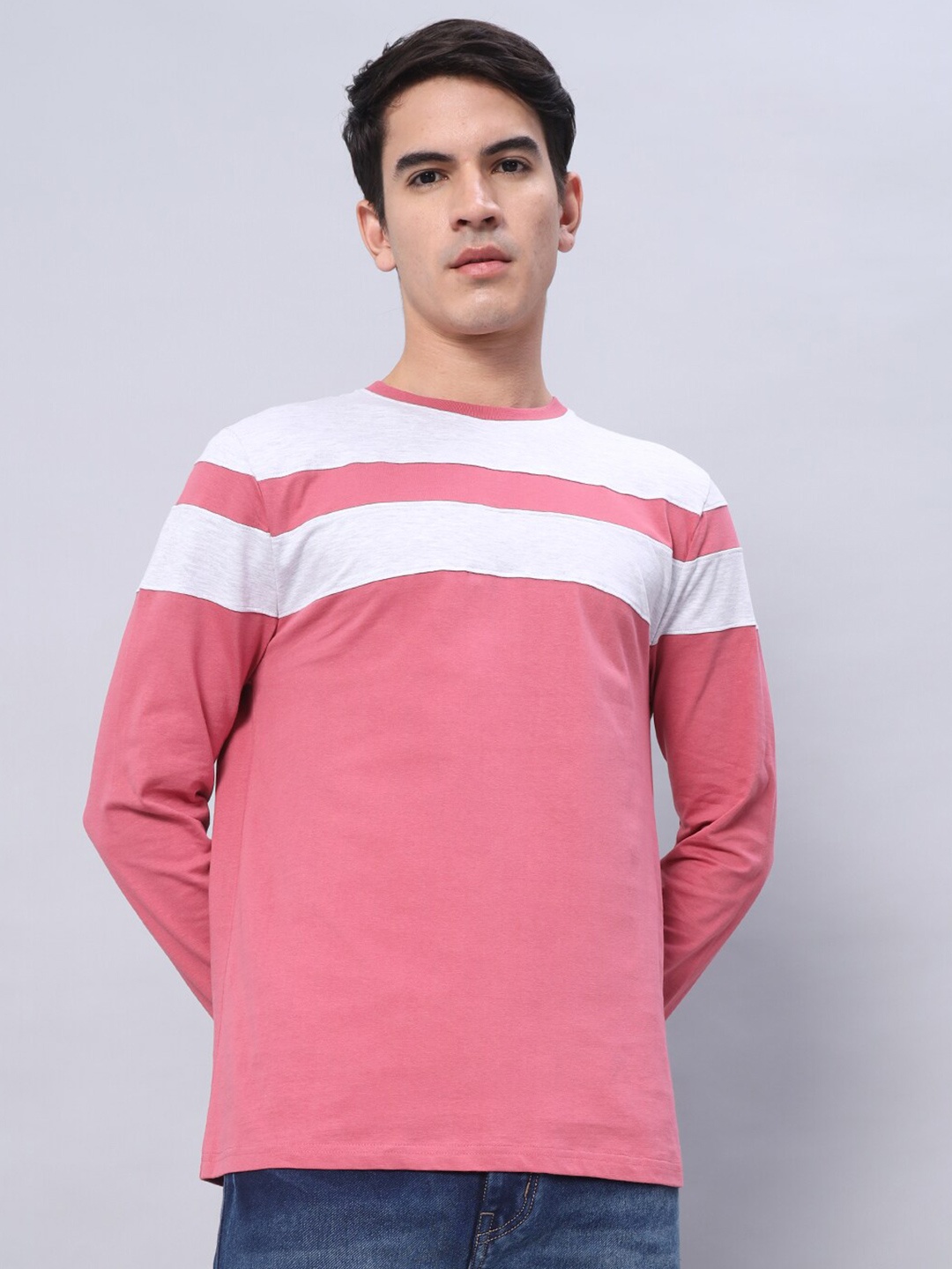 

The Dry State Rose & White Colourblocked Cotton T-shirt