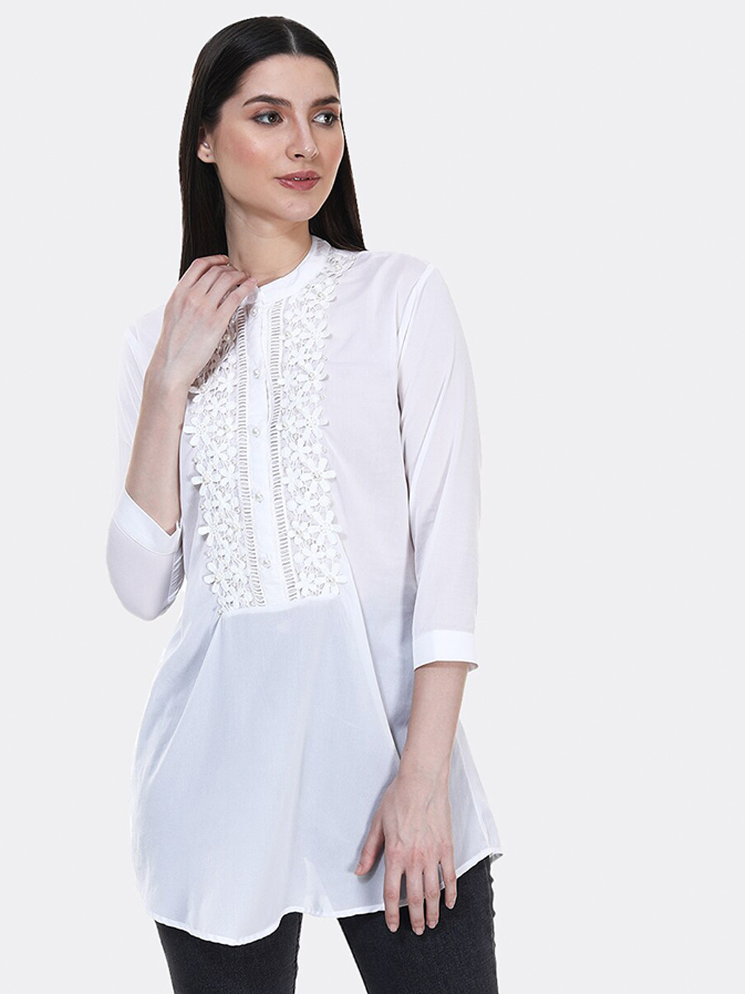 

TSM Mandarin Collar Tunic, White