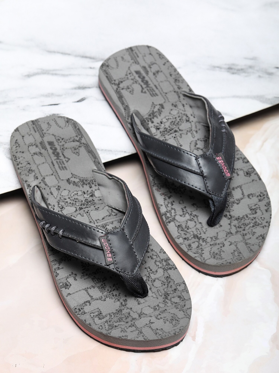 

ABROS Men Printed Thong Flip-Flops, Grey