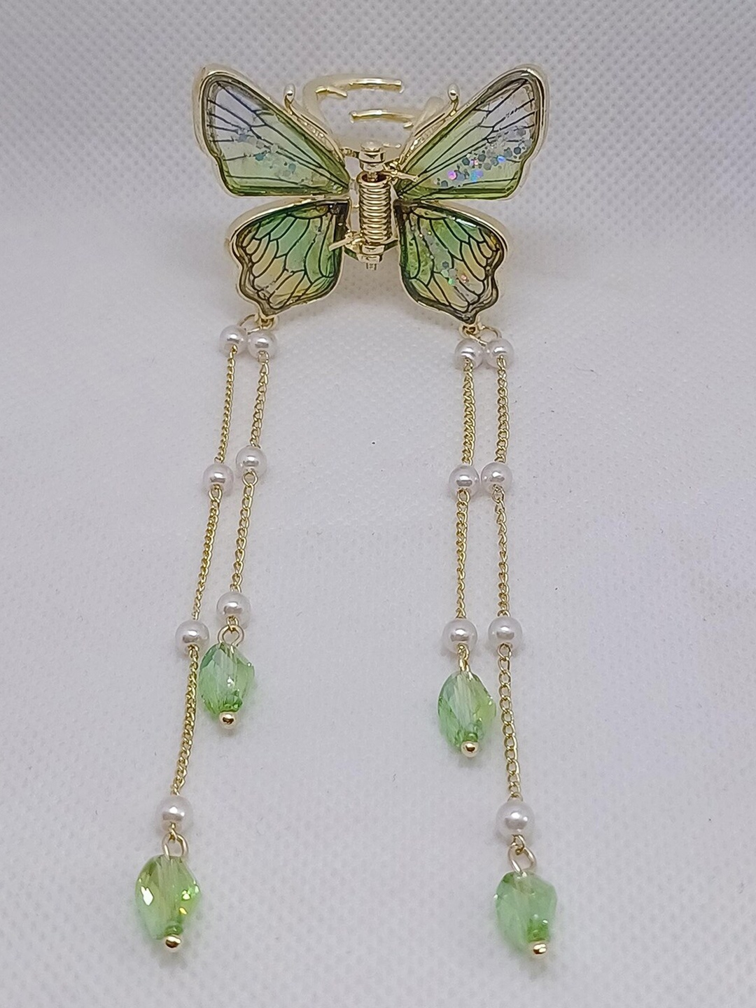 

FIMBUL Beaded Butterfly Claw Clip, Green