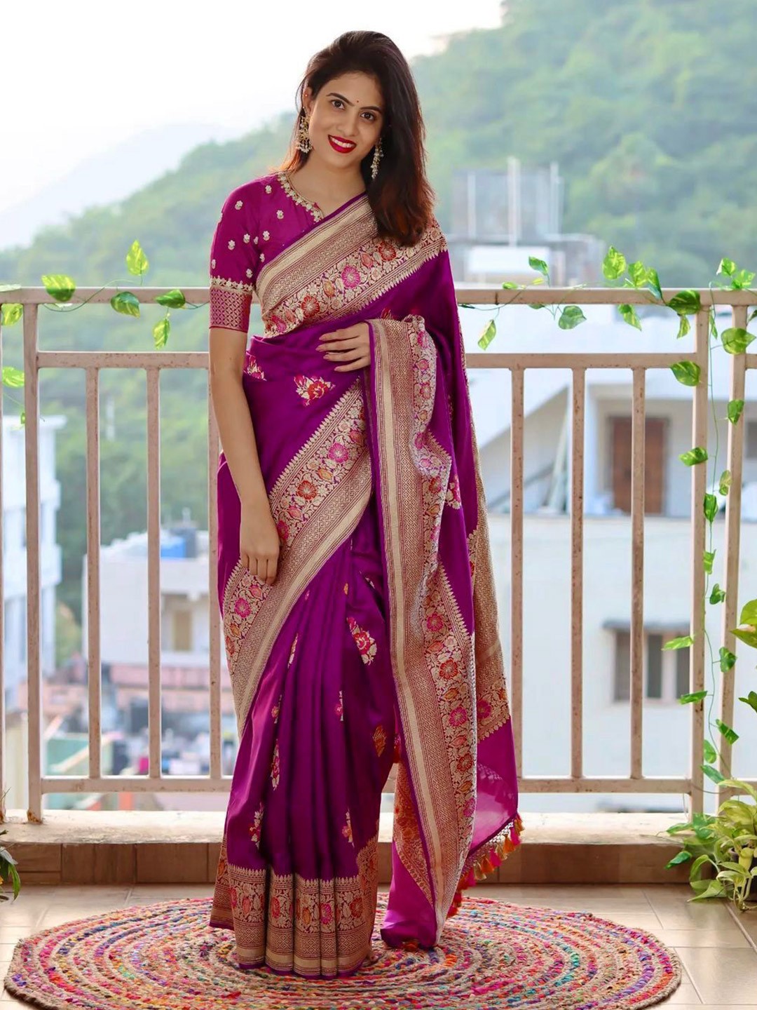

VEERAX Pure Silk Designer Kota Saree, Purple