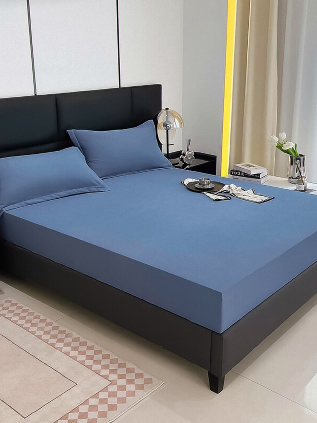 

JC HOME Blue 150 TC King Bedsheet with 2 Pillow Covers