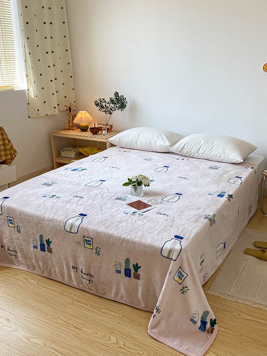 

JC Collection Pink & White Abstract AC Room Double Queen Bed Blanket