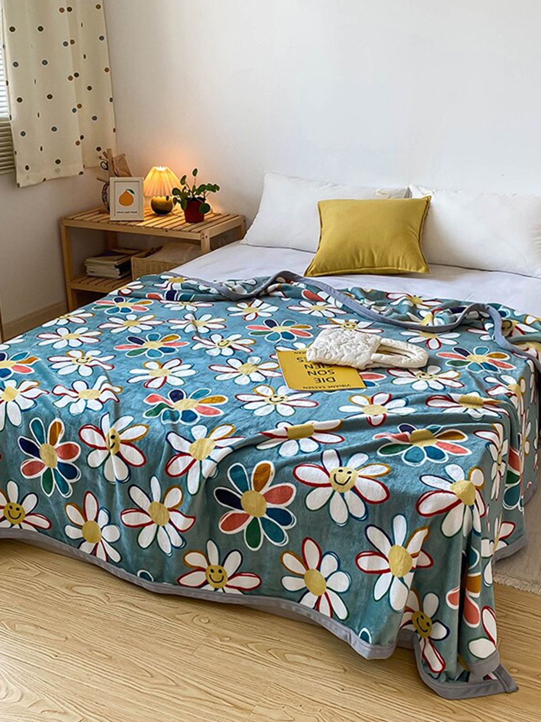 

JC Collection Multicoloured AC Room Double Bed Blanket, Blue