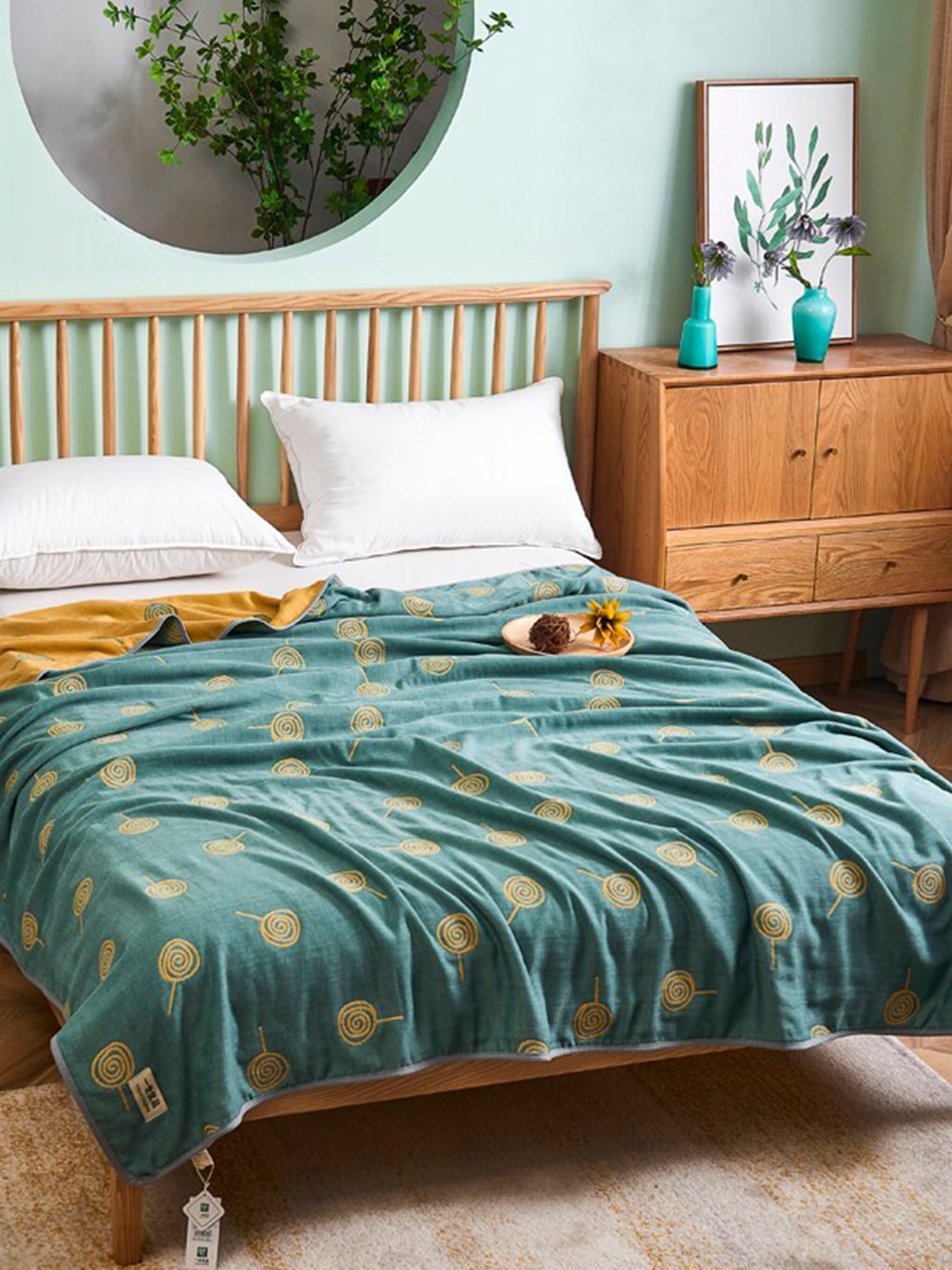 

JC HOME Green AC Room Double Bed Quilt