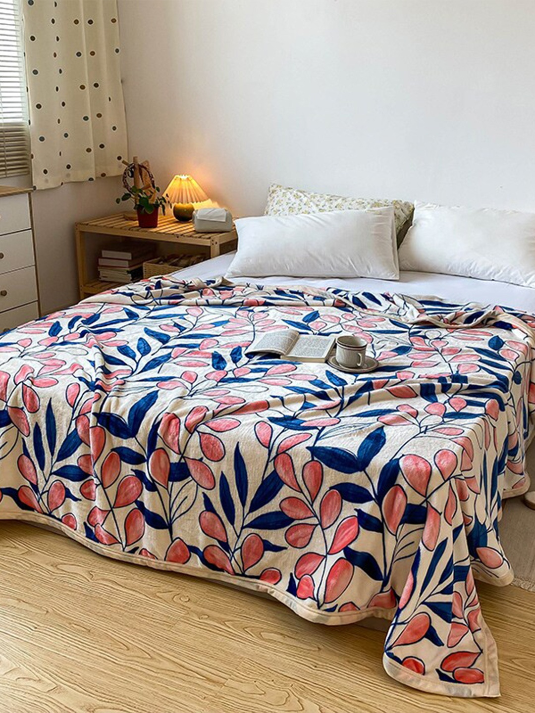 

JC Collection Cream & Blue AC Room Double Bed Blanket