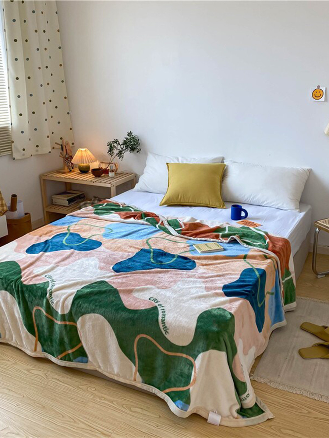 

JC Collection White & Green AC Room Single Bed Blanket