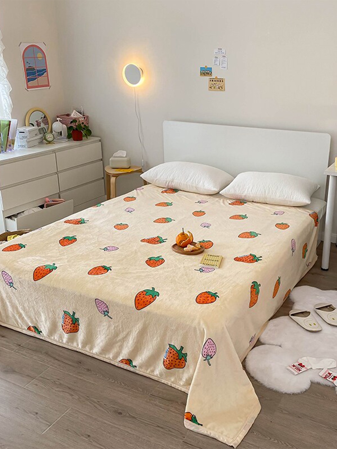 

JC Collection Cream & Red Abstract Printed AC Room 300 GSM Single Bed Blanket
