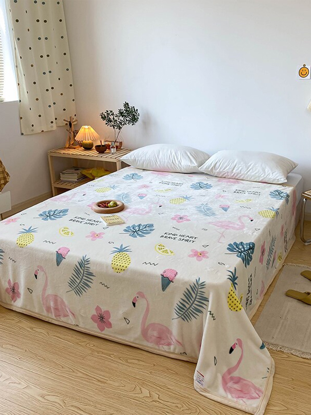 

JC Collection White & Blue AC Room Double Bed Blanket