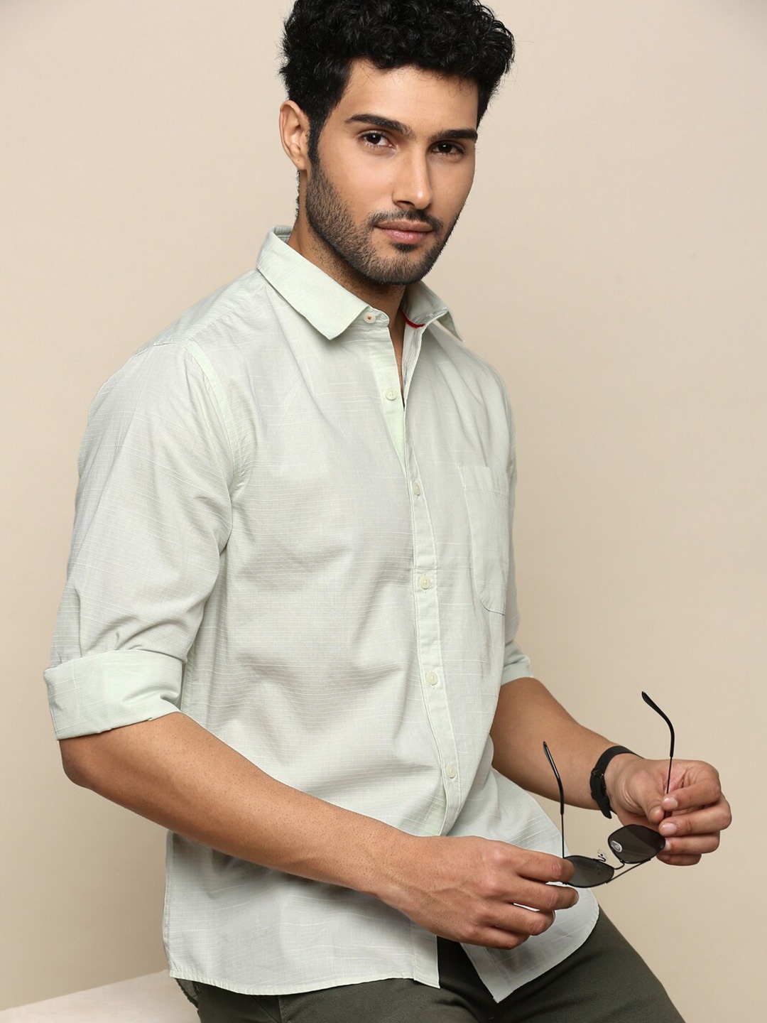 

INVICTUS Sport Slim Fit Horizontal Stripes Cotton Casual Shirt, Sea green