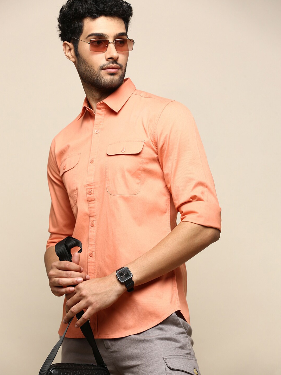 

INVICTUS Sport Slim Fit Cotton Casual Shirt, Orange